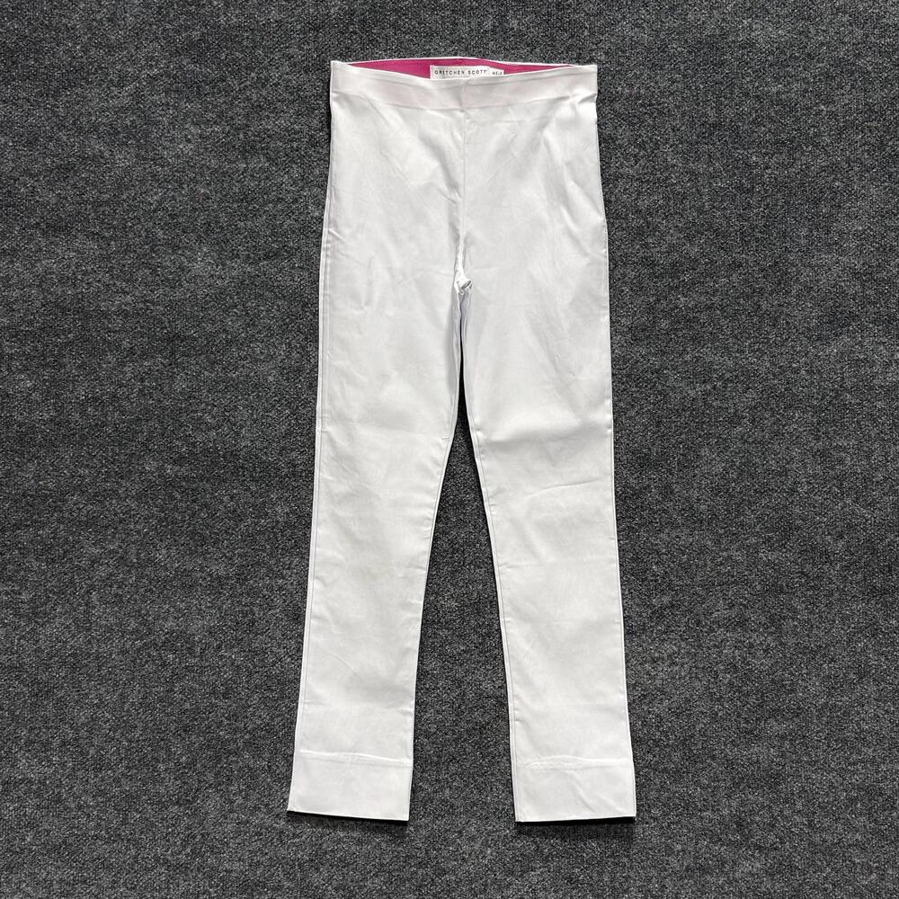 Gretchen Scott Pants Womens Small White Ponte Slim Leg Ankle Pull On Stretch